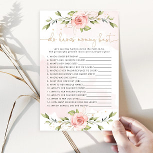 Floral Who knows mummy best baby shower game