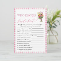 Floral Who Knows The Bride Best Bridal Shower Game