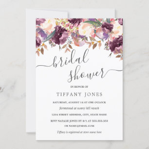 Floral Wild Bloom Purple Bridal Shower Invitation