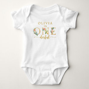Floral Wild One Onederful 1st Birthday Baby Bodysuit