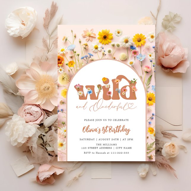 Floral Wild & Onederful Girl 1st Birthday Invitation (Creator Uploaded)