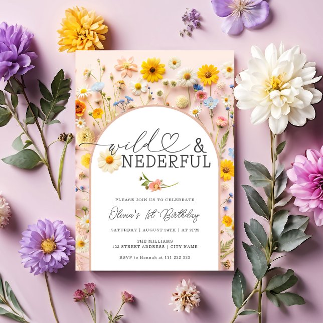 Floral Wild & Onederful Girl 1st Birthday Invitation (Creator Uploaded)