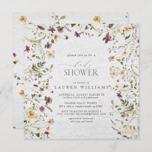 Floral Wildflower Arch Script Baby Shower Invitation