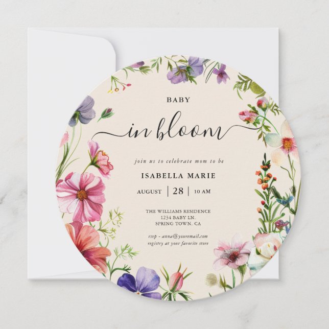  Floral Wildflower Baby in Bloom Baby Shower Invitation (Front)