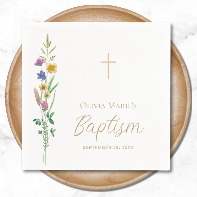 Floral Wildflower Baptism  Napkin (Creator Uploaded)