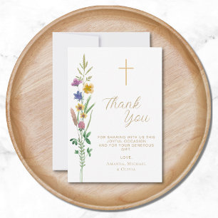 Floral Wildflower Baptism Thank You Card