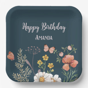 Floral Wildflower Birthday  Paper Plate