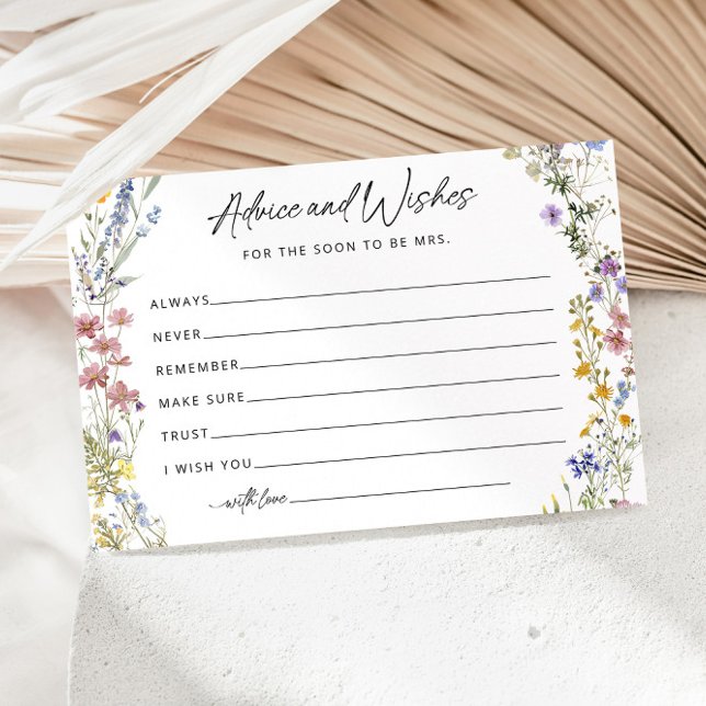 Floral Wildflower Bridal Shower Advice Card (Creator Uploaded)