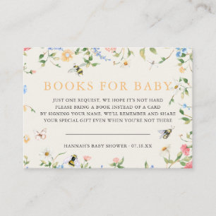 Floral Wildflower Bumble Bee   Book Request Enclosure Card