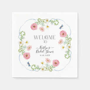 Floral Wildflower Daisy Boho Elegant Bridal Shower Napkin
