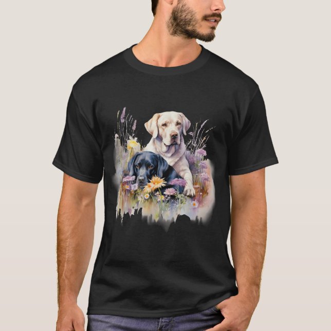 Floral Wildflower Dog Labrador Retriever T-Shirt (Front)