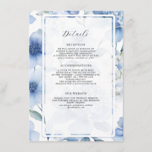 Floral Wildflower Elegant Summer Blue White Detail Enclosure Card