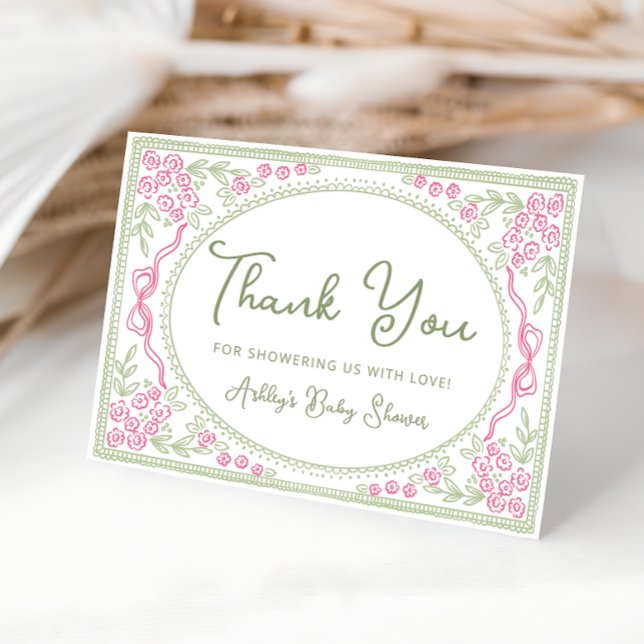 Floral Wildflower Girl Baby Shower Thank You Card (Creator Uploaded)