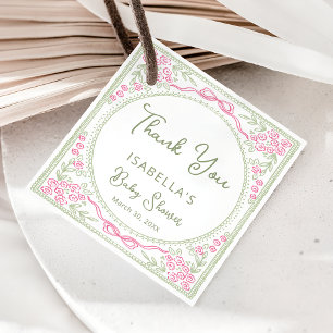 Floral Wildflower Girl Baby Shower Thank you Favour Tags