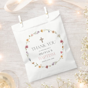 Floral Wildflower Girl Baptism Thank You Favour Ba Bags