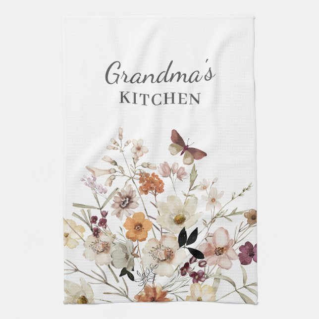 Floral Wildflower Grandma Kitchen Towels (Vertical)