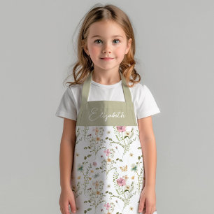 Floral Wildflower Kids Girly Personalised Apron