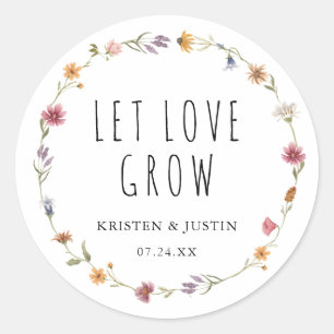 Floral Wildflower Let Love Grow Wedding Seeds Classic Round Sticker