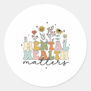 Floral Wildflower Mental Health Problems Awareness Classic Round Sticker