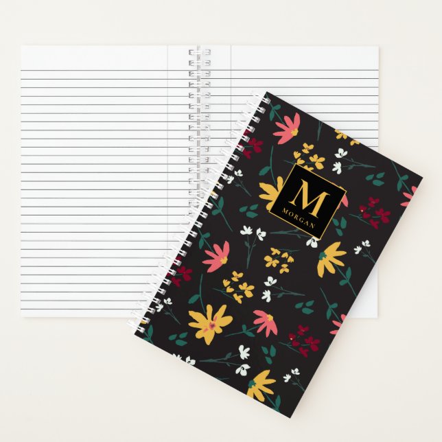 Floral Wildflower Modern Monogram Personalised Notebook (Inside)