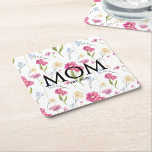 Floral Wildflower New Mum Gift Mum Established Square Paper Coaster