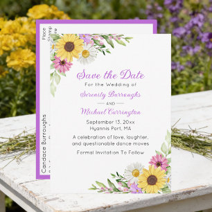 Floral Wildflower Save the Date Wedding Postcard