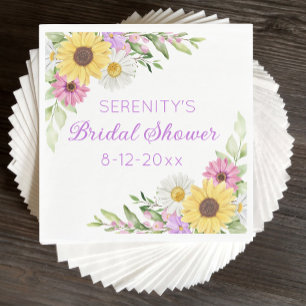 Floral Wildflower Sunflower Daisy Bridal Shower Napkin