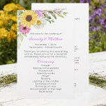 Floral Wildflower Sunflower Daisy Wedding Program<br><div class="desc">Guide guests through your ceremony with this elegant wedding program featuring a romantic watercolor floral design inspired by a blooming spring garden party style and cheerful summer flowers. Soft sunflower, delicate daisies, and flowing romantic wildflowers are accented with graceful boho chic botanical details in beautiful purple, pink, and green tones....</div>