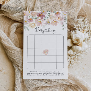 Floral wildflowers baby shower bingo game