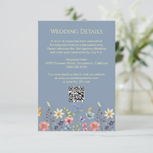Floral Wildflowers Dusty Blue Wedding Details Enclosure Card
