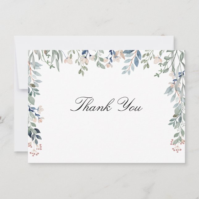 Floral Wildflowers Elegant Script Thank You Card (Front)