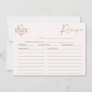 Floral Wildflowers Glass Bridal Shower Recipe Card
