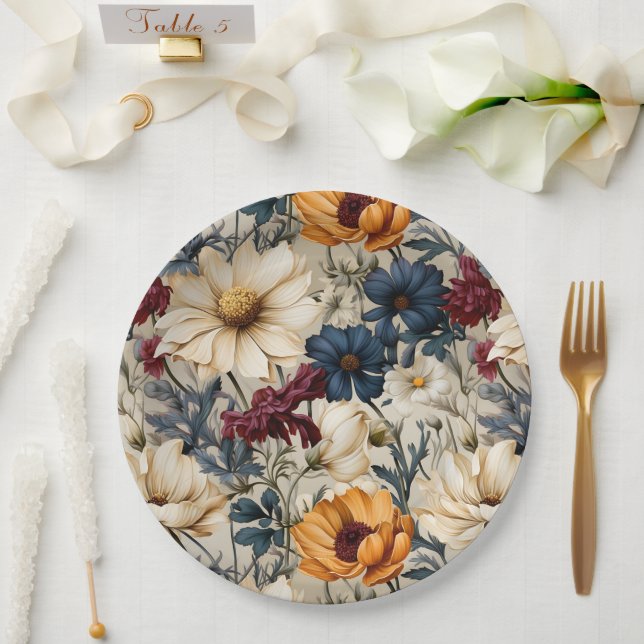 Floral Wildflowers Paper Plate (Wedding)