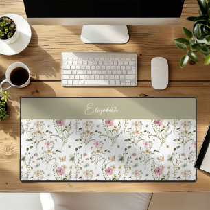 Floral Wildflowers Personalised  Desk Mat