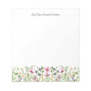 Floral Wildflowers Personalised Name & Message Notepad