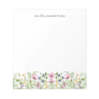 Floral Wildflowers Personalised Name & Message Notepad