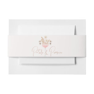 Floral Wildflowers Petals Prosecco Bridal Shower  Invitation Belly Band