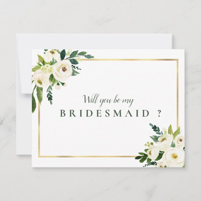 floral will you be my bridesmaid card (Front)