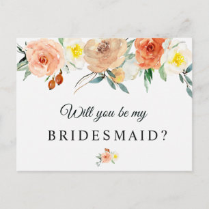 floral will you be my bridesmaid card