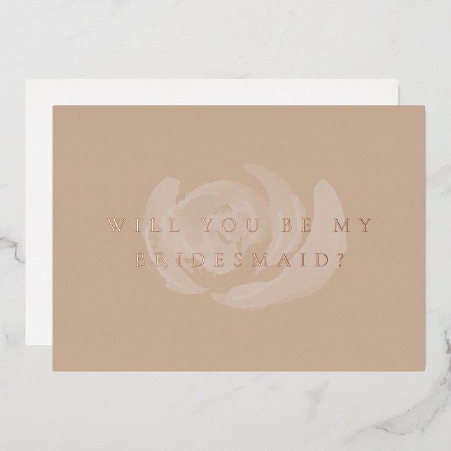 Floral Will You Be My Bridesmaid Gold Foil Card (Front/Back)