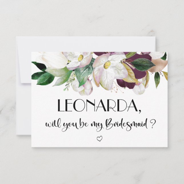 Floral Will you be my Bridesmaid proposal card (Front)