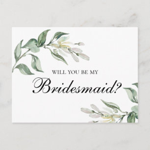 Floral Will you be my bridesmaid. Summer wedding Invitation Postcard