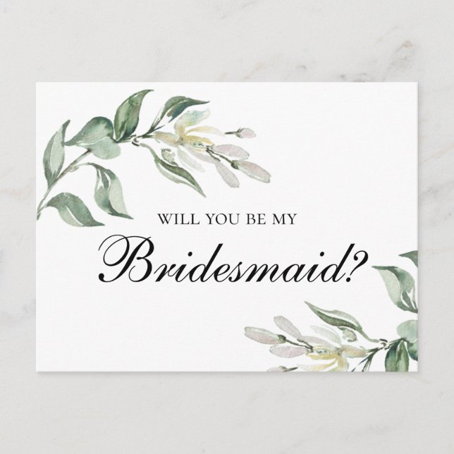Floral Will you be my bridesmaid. Summer wedding Invitation Postcard (Front)
