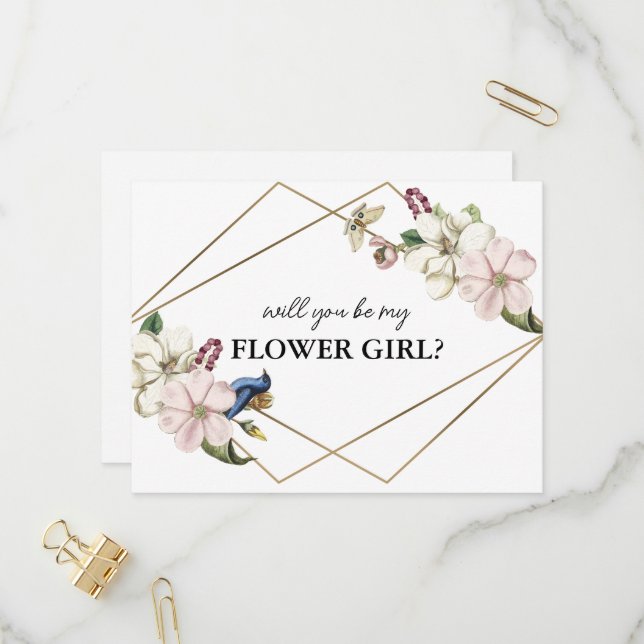 floral will you be my flower girl card (Front/Back In Situ)