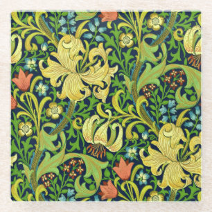 Floral William Morris Restoration Vintage Art Glass Coaster