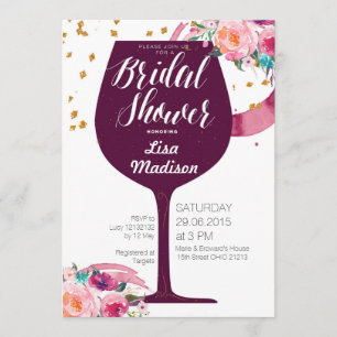 Floral Wine Bridal Shower Invitation