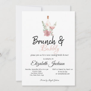 Floral Wine Brunch & Bubbly Bridal Shower Invitation