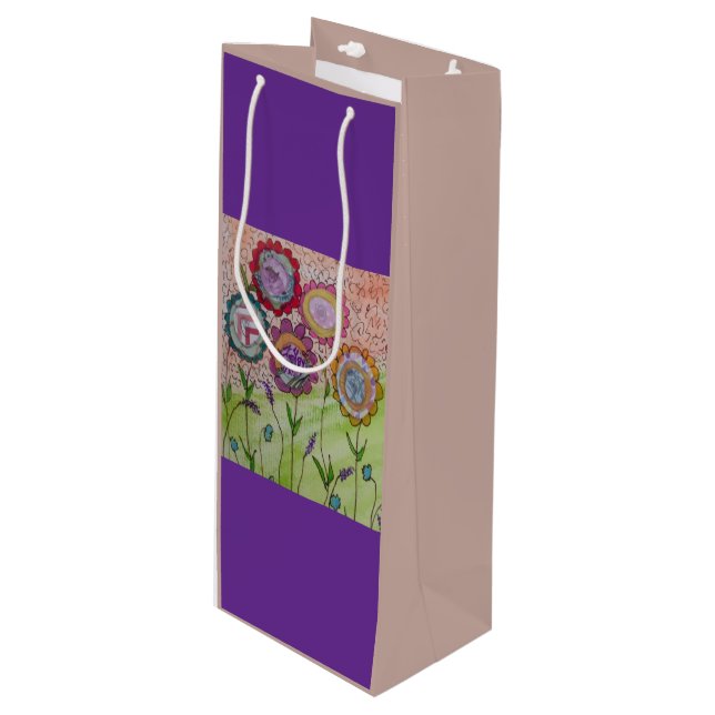 Floral   wine gift bag (Front Angled)