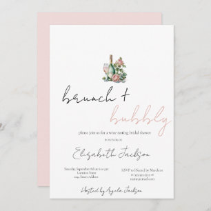 Floral Wine Set Brunch & Bubbly Bridal Shower Invitation