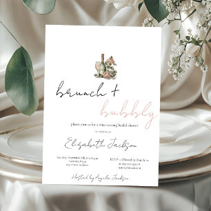 Floral Wine Set Glitter  Bridal Shower  Invitation